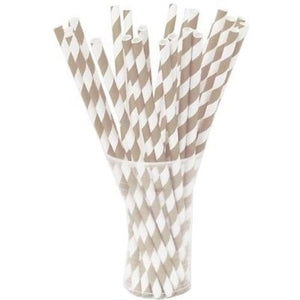 Silver Striped Paper Straws | 100 Count