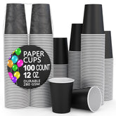 12 Oz. Black Paper Cups | 100 Count