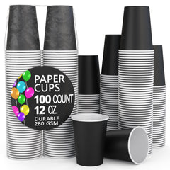 12 Oz. Black Paper Cups | 100 Count