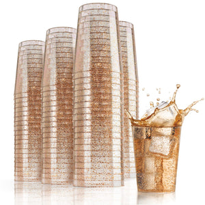 10 Oz. Rose Gold Sparkle Plastic Tumblers | 60 Count
