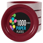 9 In. Burgundy Paper Plates | 1000 Count
