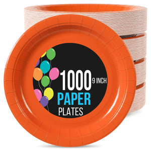 9 In. Orange Paper Plates | 1000 Count