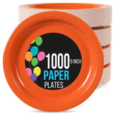 9 In. Orange Paper Plates | 1000 Count