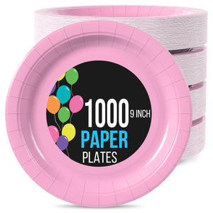 9 In. Pink Paper Plates | 1000 Count