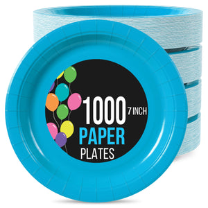 7 In. Turquoise Paper Plates | 1000 Count