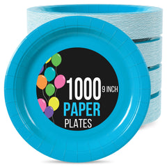 9 In. Turquiose Paper Plates | 1000 Count
