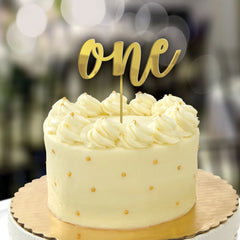 First Birthday "One" Cake Topper, Foil, Gold, 7-inch - Case of 36