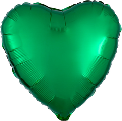 Emerald Green Heart Mylar Balloon - 18 Inches - Pack of 10