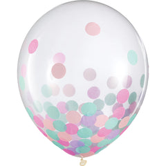 Confetti Latex Balloons, Pink/Blue/Purple, 12-inch, 6-ct - Case of 48