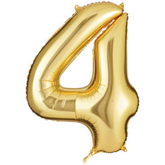 Large Gold Foil Number 4 Balloon - Pack of 4