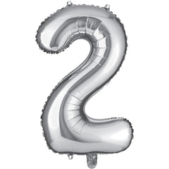 Silver Number 2 Foil Balloon - Case of 72