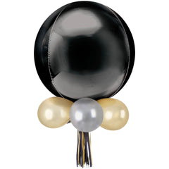Round Pearl Foil & Latex Balloon Chandelier, Black/Gold, 16x26-inch, 16-ct - Pack of 4