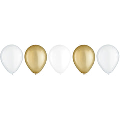 Elegant Golden & White Latex Balloons - 11 Inch, 60 Count