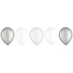 Round Pearl Latex Balloons, Silver/ White, 11-in, 60-pk
