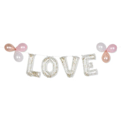 Love Letters Transparent Confetti Foil Balloon Banner, Gold, 8.5-in - Pack of 5