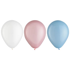 Round Latex Balloons, White/Pink/Blue, 11-inch, 15-ct - Pack of 2