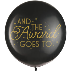 "And The Award Goes To" Round Latex Balloon, Black/Gold, 24 inch - Pack of 6