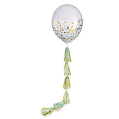 Blue/Gold Tassel Fringe 24-inch Balloon Tail, 6-foot Accessory - Case of 6