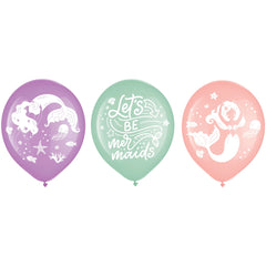Enchanting Mermaid Printed Latex Balloons - 12-ct - Pack of 4