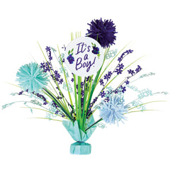 It's a Boy Tinsel Centerpiece Spray for Baby Showers - Pack of 2