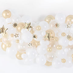 White and Gold Star Accent Balloon Kit, 1.3-inch, 12-pack - Case of 48