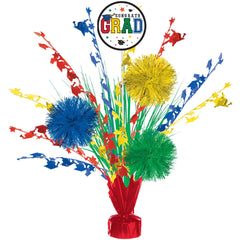 Congrats Grad, Tinsel Spray Burst Centerpiece, Multi-Colored, 18-inch - Case of 48