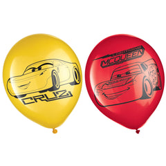 Disney Cars McQueen Latex Balloons, Red/Yellow, 12-inch, 6-ct - Pack of 6