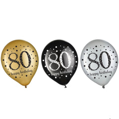 Sparkling Celebration 80th Birthday Latex Balloons, 15-ct - Case of 72