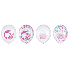 Barbie Happy Birthday Confetti Latex Balloons, Pink, 12-inch, 6-ct - Case of 48