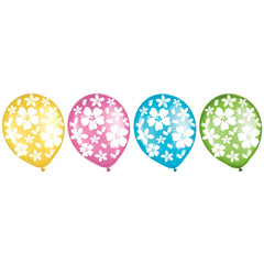 Round Latex Balloons, Red/Blue/Green, Hibiscus Flower, 12-inch, 15-ct - Pack of 12