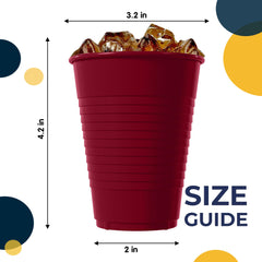 12 Oz. | Burgundy Plastic Cups | 600 Count