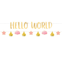 Metallic Hello World Baby Banner Kit - Case of 48