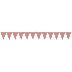 Rose Gold Mini Sparkle Paper Pennant Banner - Pack of 12