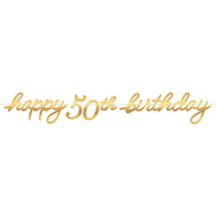 Golden Age Happy 50th Birthday Banner, Gold, 12-foot Garland - Case of 48