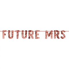 Future Mrs Sequin Garland Banner, Rose Gold, 8.5-inch - Case of 12