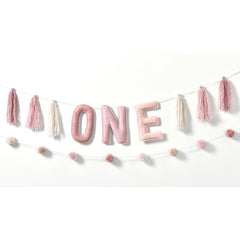 Pink Felt ONE Banner for Baby's First Birthday - Case of 24