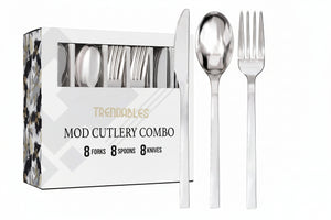 24 Piece Trendables Mod Silver Cutlery Combo 8/8/8 | Case of 24