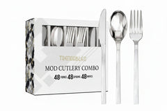 144 Piece Trendables Mod Silver Cutlery Combo | 48/48/48