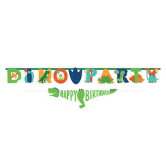 Dino-Mite Dinosaur Banner, Green/Blue/Orange, 12.75 inch, 2-ct - Pack of 6