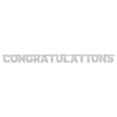 Silver Congratulations Garland Banner, 6.7-foot - Pack of 12