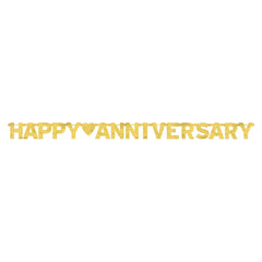 Happy Anniversary Garland Banner, Gold, 7.7-foot - Pack of 12