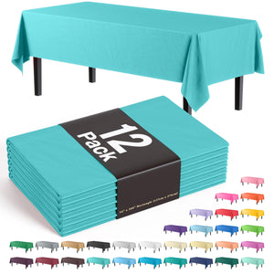 Premium Aqua Blue Plastic Table Covers | 12 Pack