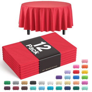 Round Red Plastic Table Covers | 12 Pack