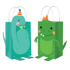 Dino-Mite DIY Kraft Gift Bags, Green/Blue, 8.5 inch, 8-ct - Pack of 12