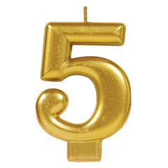 Gold Metallic Number 5 Birthday Candle - Pack of 12
