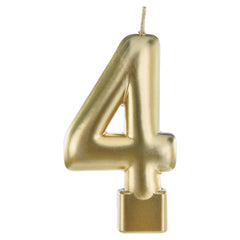 Metallic Gold Number 4 Birthday Candle - Case of 12