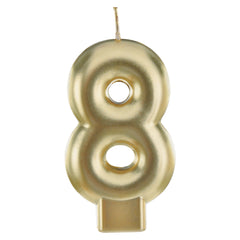 Gold Metallic Number 8 Molded Candle - Case of 12