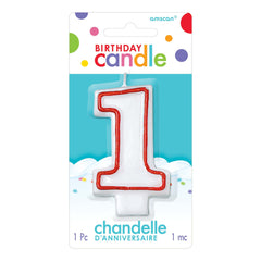 Red/White Number 1 Molded Candle, 2.2-inch x 3.2-inch - Case of 144