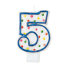 Polka Dot Number 5 Birthday Candle - Case of 144