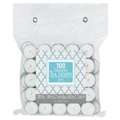 Unscented Tealight Wax Candles, White, 1.5-inch, 100-ct - Case of 12